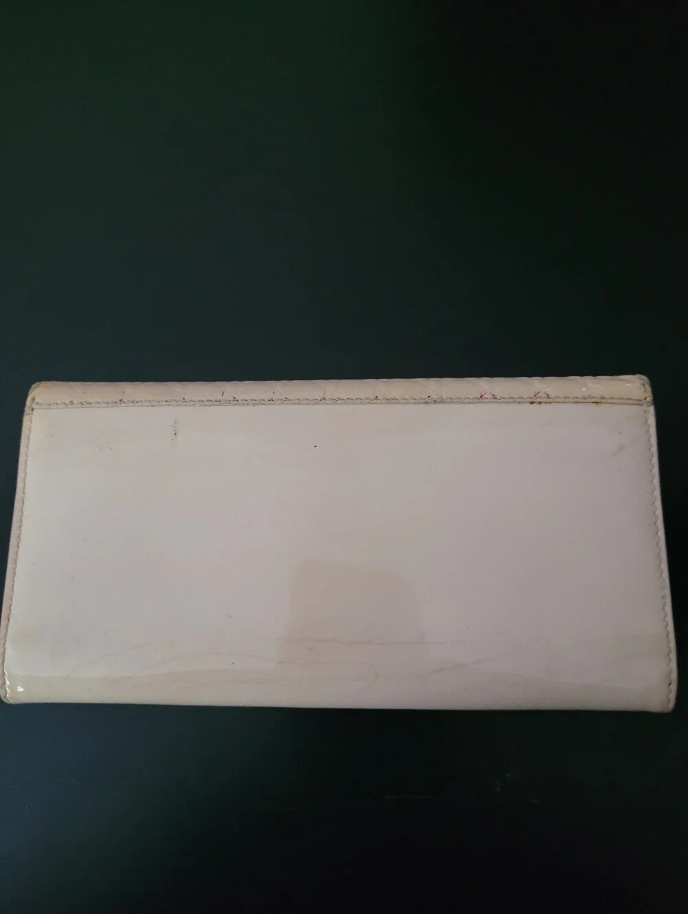 Dior White Quilted Patent Leather Wallet with Contrast Stitching